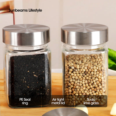 SLIQUE Premium Glass Jar w/ Stainless Steel Lid Airtight 300ml|0.3L Set of 3  Storage Essentials Amazing Gift Idea For Any Occasion!