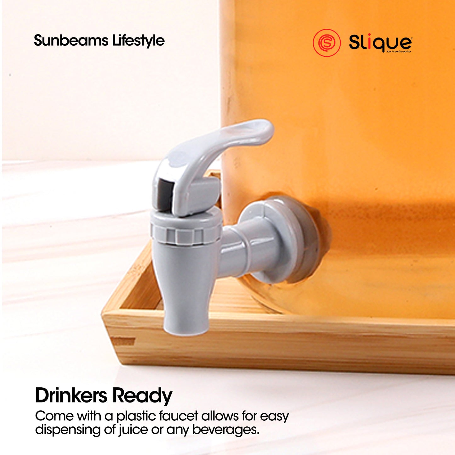 SLIQUE Glass Dispenser 3L Soda lime Metal Dual Rack