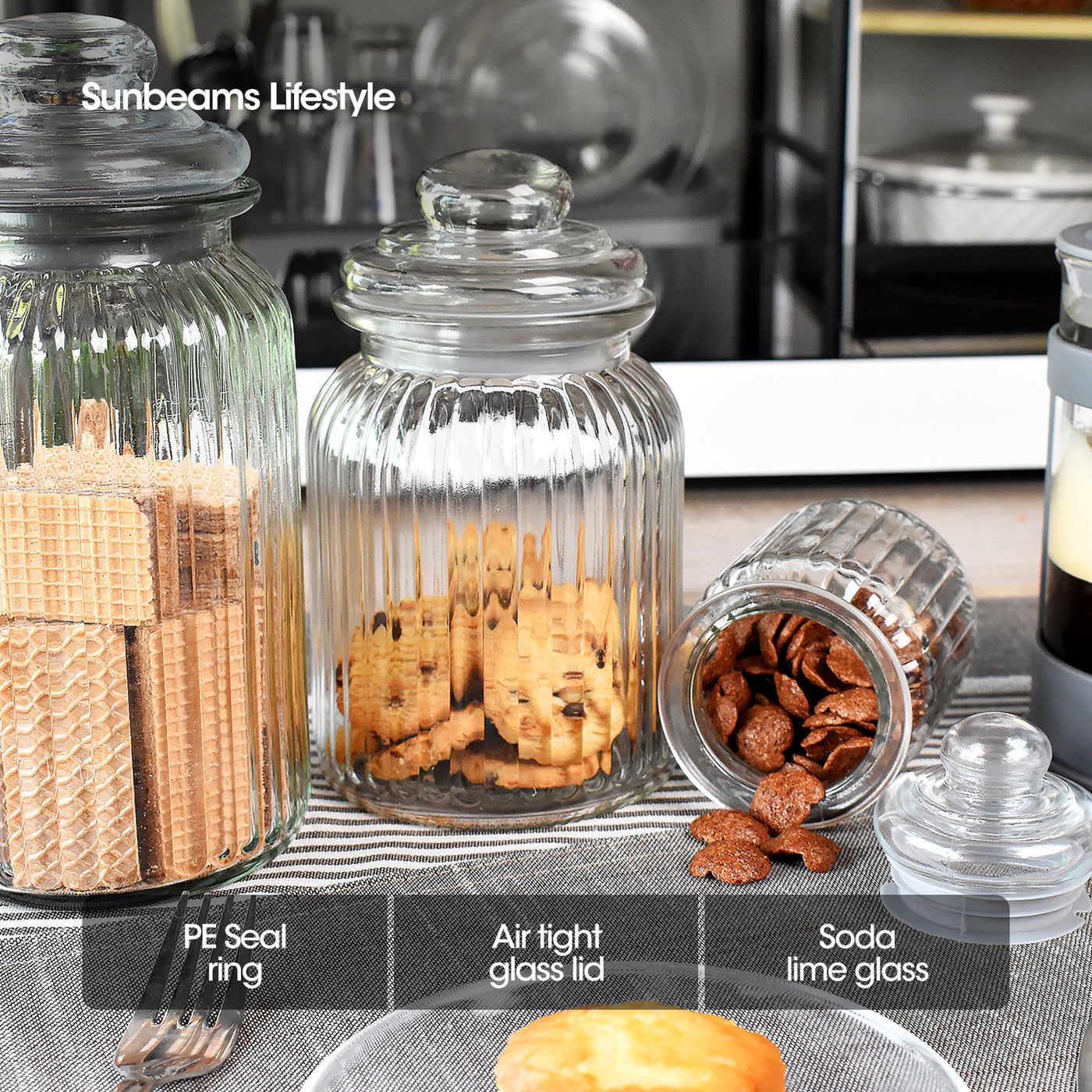 SLIQUE Premium Glass Jar w/ Glass Lid Airtight  500ml Set of 2 Storage Essentials Amazing Gift Idea For Any Occasion!