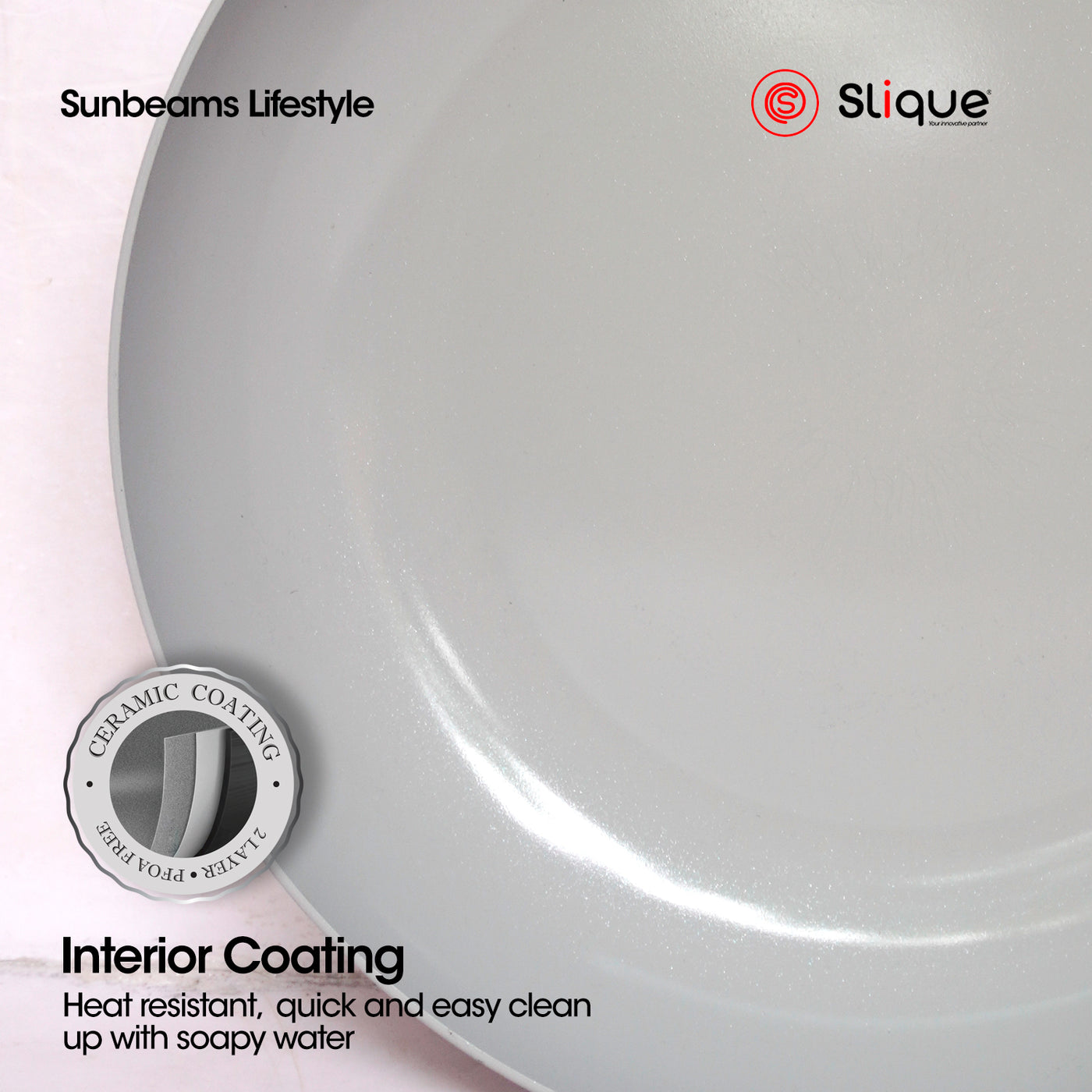 Slique Wok Pan Stainless Steel Multi Layer Non-Stick Ceramic Coating - Grey Induction Base, Wooden Bakelite Handle Healthy Cooking Essentials Amazing Gift Idea For Any Occasion!