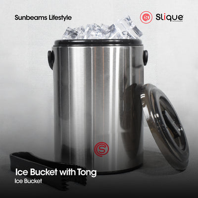 SLIQUE Premium Insulated Ice Bucket w/ Tong 1600ml Amazing Gift Idea For Any Occasion! (Silver)