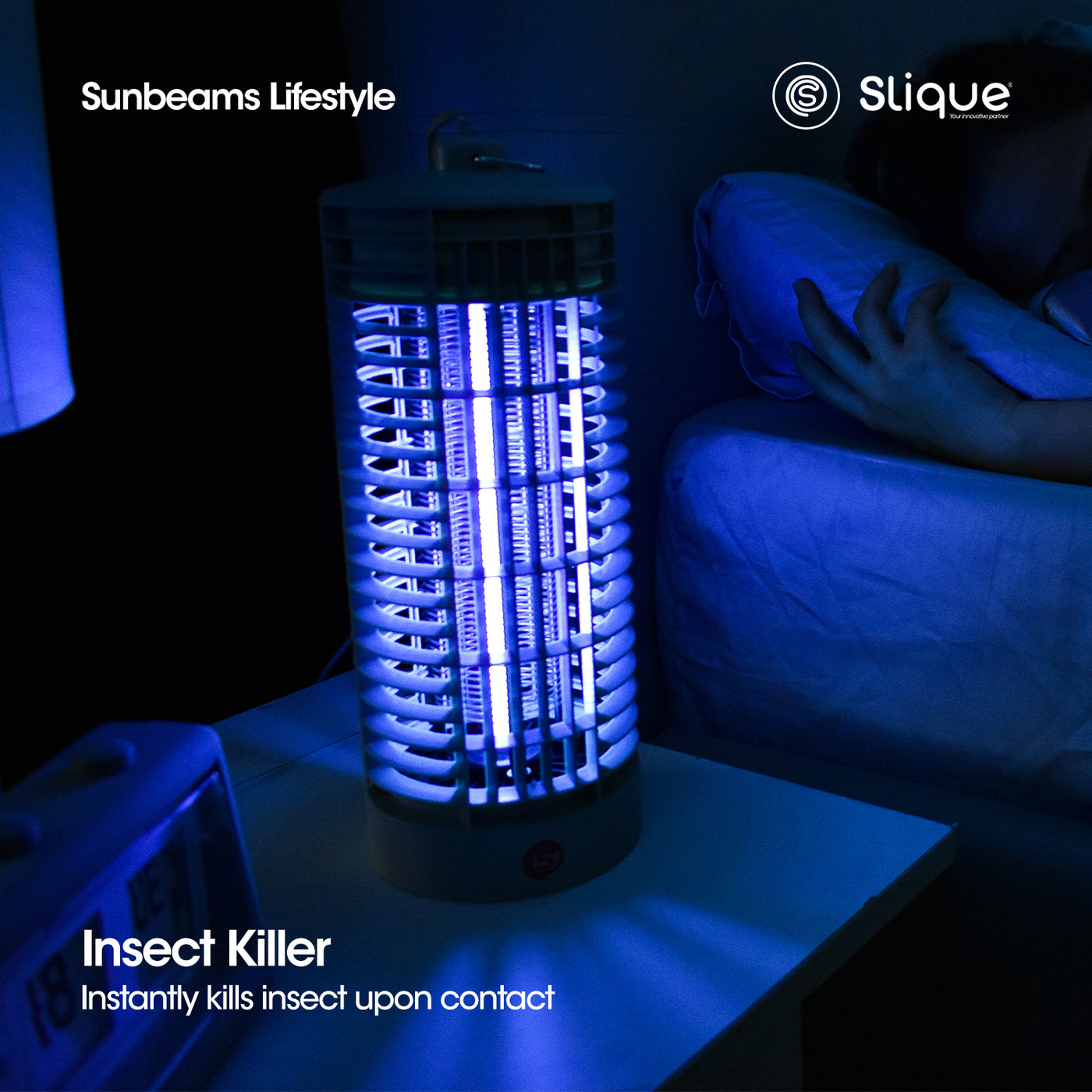 SLIQUE Electric LED Lamp Mosquito Killer 20sqm Professional Indoor Insect Killer Perfect for Bedroom, Living Room, Study Room, Kitchen and Office.