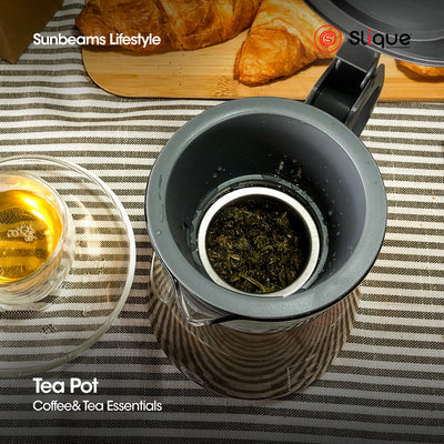 SLIQUE Premium Glass Tea Pot 1100ml Amazing Gift  Idea For Any Occasion!