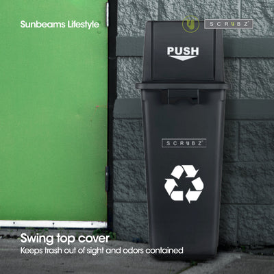 SCRUBZ Trash Bin Swing Top Open PP Plastic 60L | 46 x 32 x 81 cm Amazing Gift Idea For Any Occasion!