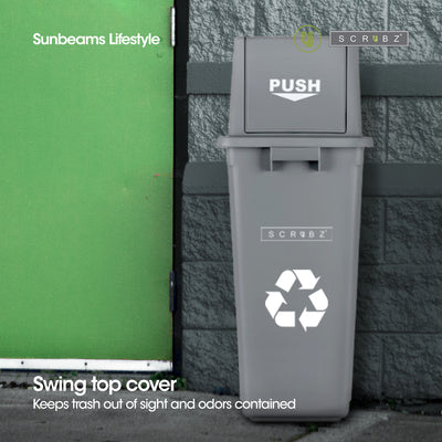 SCRUBZ Trash Bin Swing Top Open PP Plastic 60L | 46 x 32 x 81 cm Amazing Gift Idea For Any Occasion!