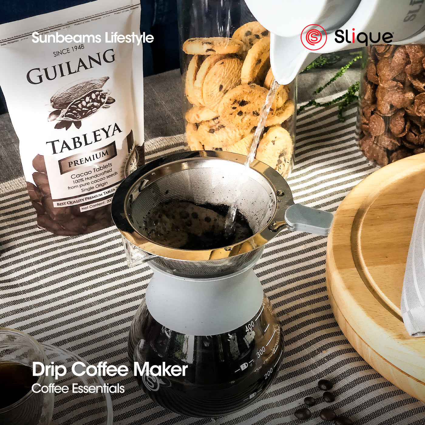 SLIQUE Premium Borosilicate Glass Drip Coffee Maker 400ml | 0.4L Coffee Lovers Modern Italian Design Amazing Gift Idea For Any Occasion!