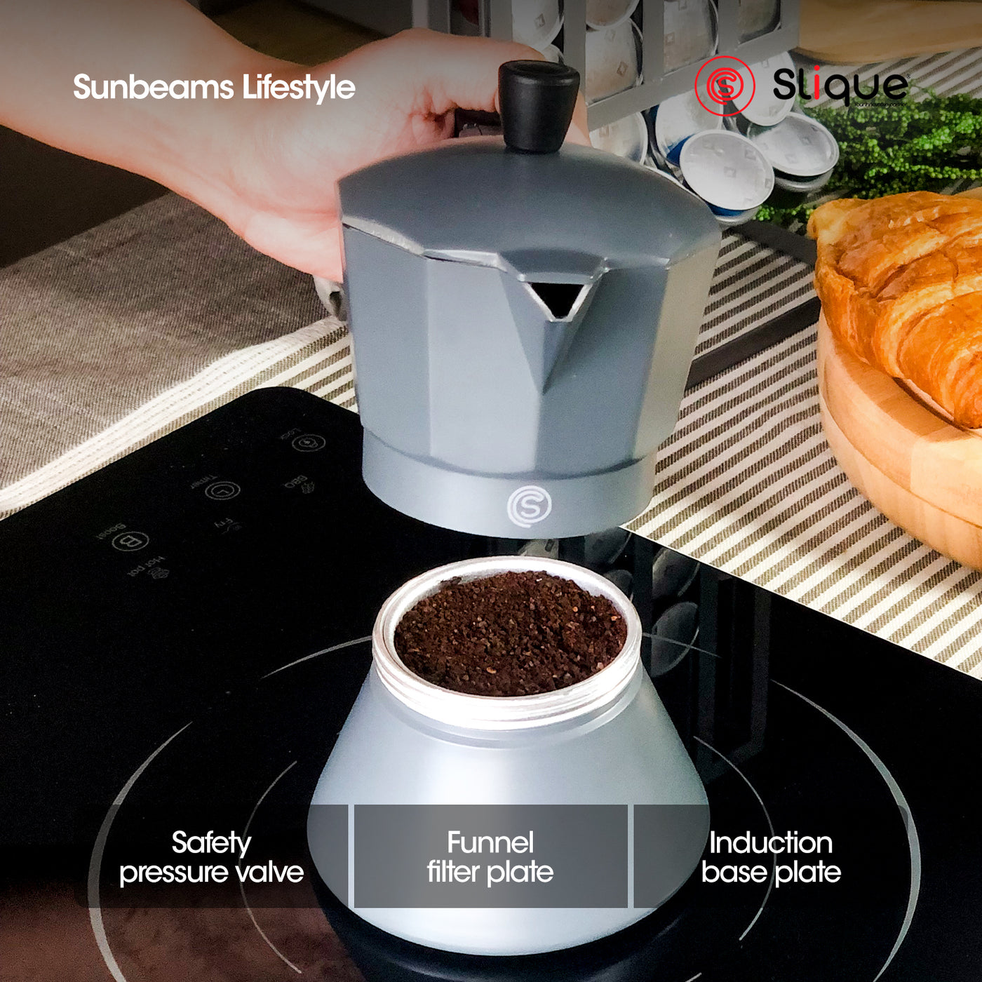 SLIQUE Premium Induction Espresso Coffee Maker 150ml|0.15L Coffee Lovers Modern Italian Design Amazing Gift Idea For Any Occasion!