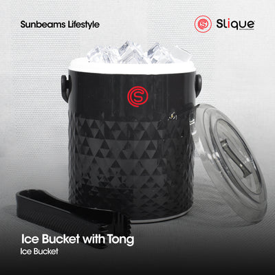 SLIQUE Premium Insulated Ice Bucket w/ Tong  1600ml 1.6L  Amazing Gift Idea For Any Occasion! (Black)