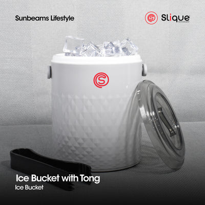 SLIQUE Premium Insulated Ice Bucket w/ Tong  1600ml 1.6L Grey)