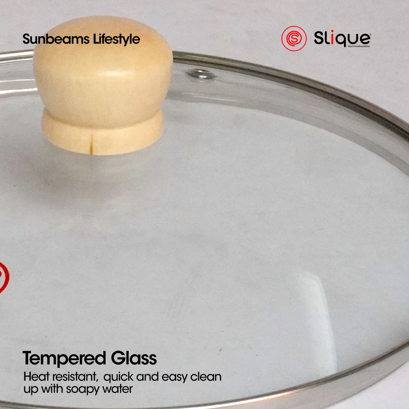 Slique Glass Lid Tempered Glass & Stainless Steel Rim with wooden knob Suitable for Fry pan, Wok pan & Dutch Oven Pan Healthy Cooking Essentials Amazing Gift Idea For Any Occasion!