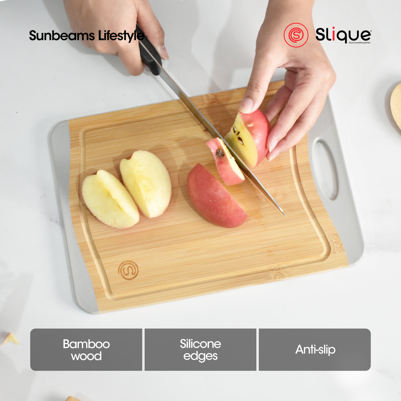SLIQUE Wooden Cutting Board Gray | Bamboo