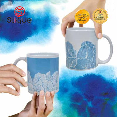 SLIQUE Premium Ceramic Mug Limited Edition Design 300ml Set of 2 Amazing Gift Idea For Any Occasion! (Forest Blue)