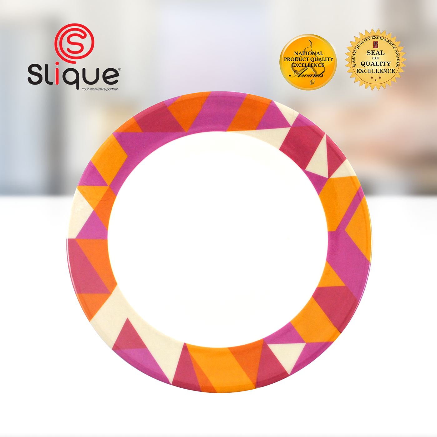 SLIQUE Premium Melamine Round Plate  8"  Modern Italian Design Amazing Gift Idea For Any Occasion! (Brown)