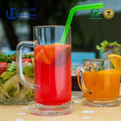 UNION GLASS Thailand Premium Clear Glass Beer Mug Beer Lovers 400ml Set of 6 Amazing Gift Idea For Any Occasion!