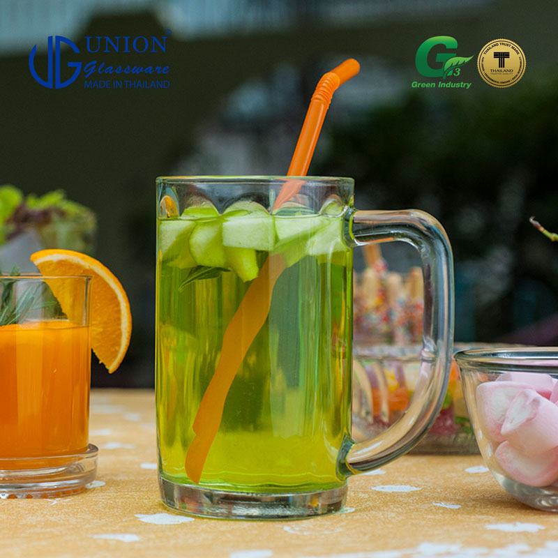 UNION GLASS Thailand Premium Clear Glass Beer Mug Beer Lovers 535ml Set of 6