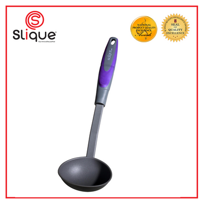 SLIQUE Premium Nylon Ladle TPR Silicone Handle Kitchen Essentials Amazing Gift Idea For Any Occasion! (Purple)