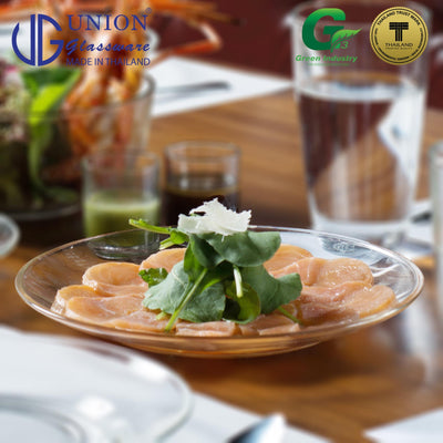 UNION GLASS Thailand Premium Clear Glass Plate 705ml | 14.5oz | 9" Set of 6 Amazing Gift Idea For Any Occasion!