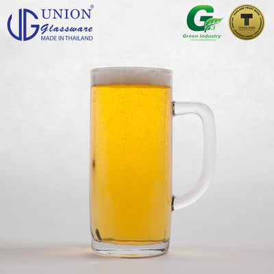 UNION GLASS Thailand Premium Clear Glass Beer Mug Beer Lovers 400ml Set of 6 Amazing Gift Idea For Any Occasion!