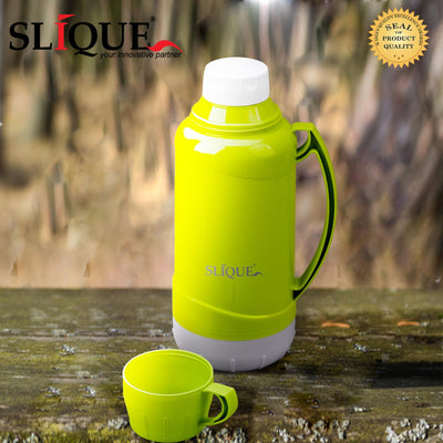 SLIQUE Premium Vacuum Flask with 2Cups 1000ml Amazing Gift Idea For Any Occasion! (Green)