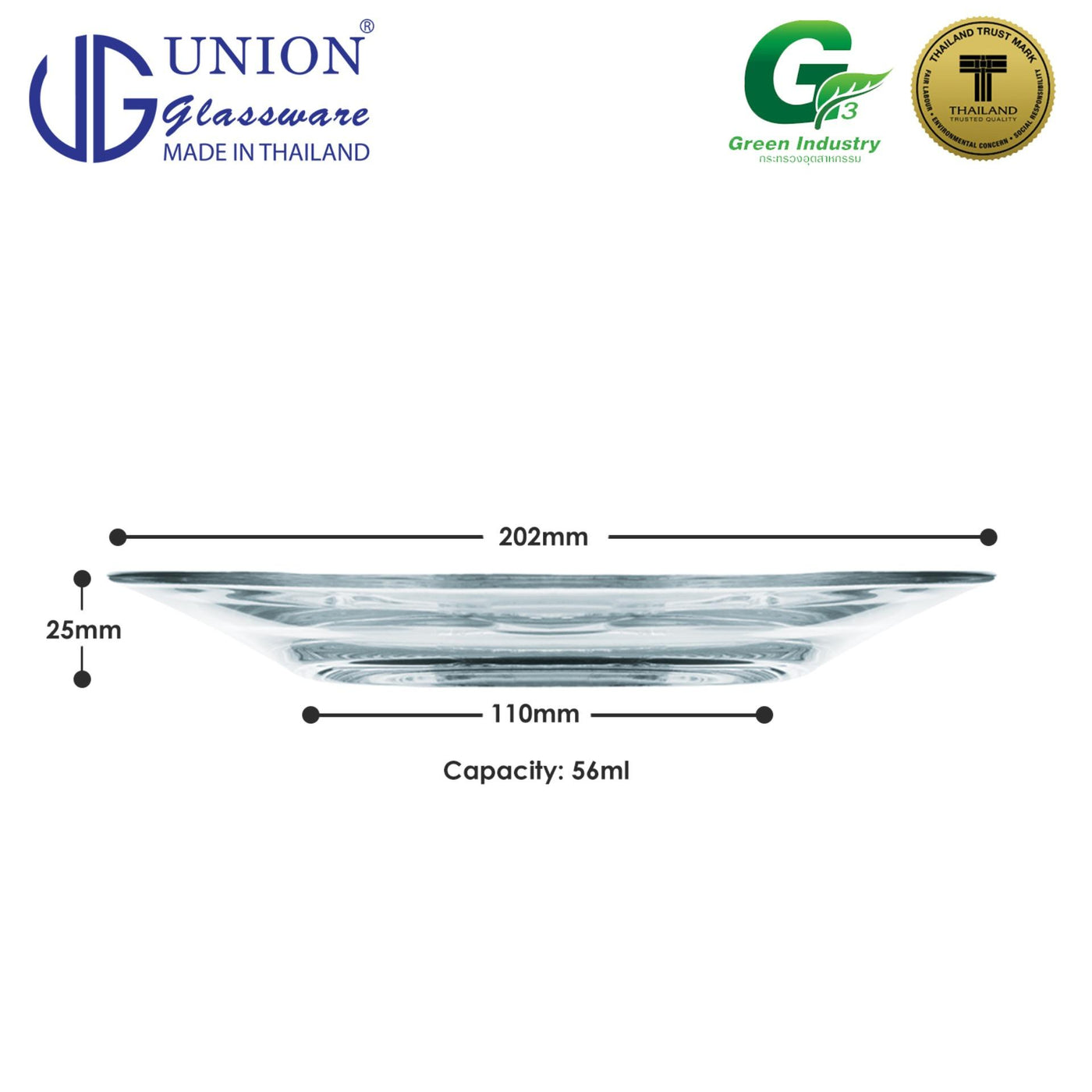 UNION GLASS Thailand Premium Clear Glass Saucer 355 ml Set of 6 Amazing Gift Idea For Any Occasion!