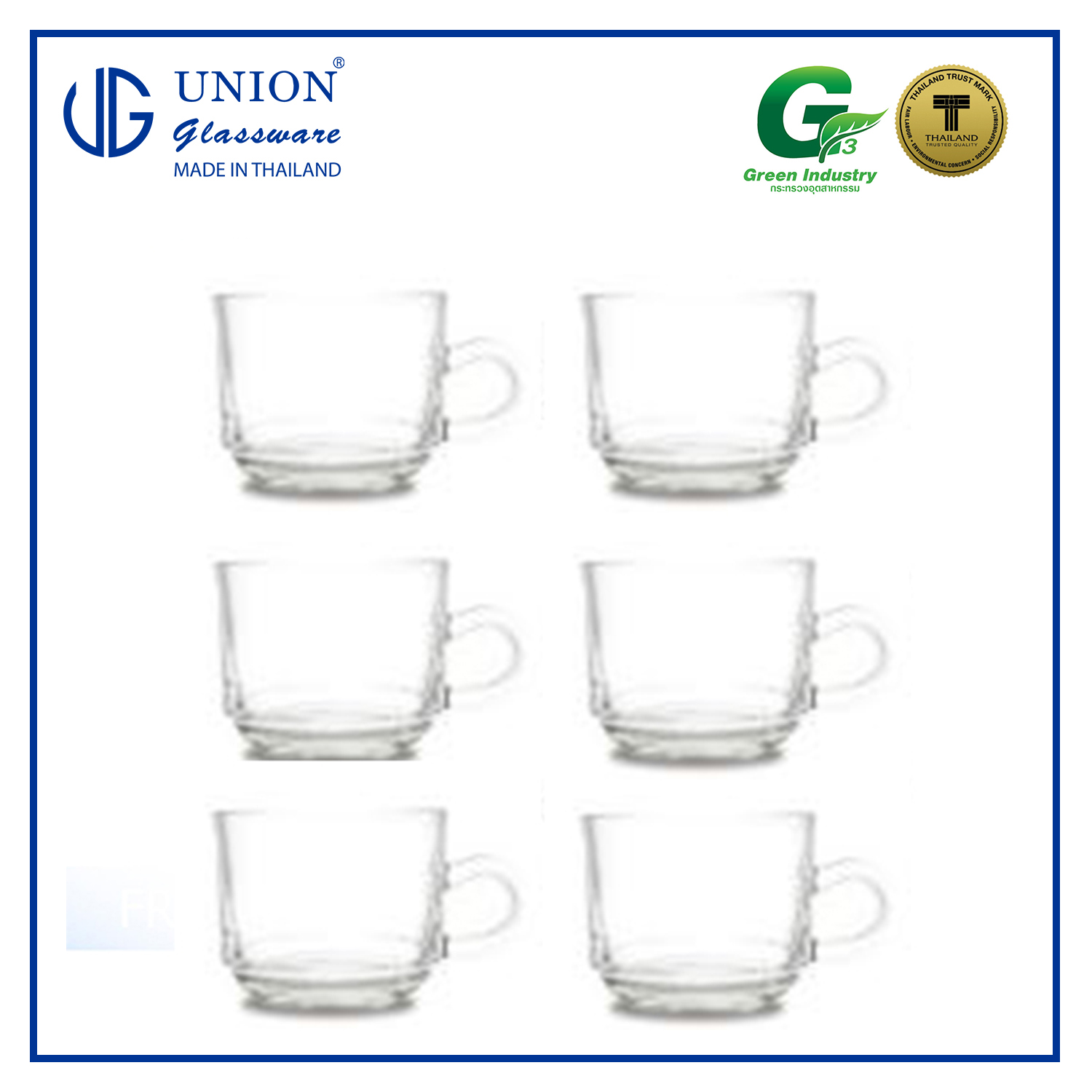 UNION GLASS Thailand Premium Clear Glass Cup Coffee, Tea, Hot Chocolate, Milk 200ml