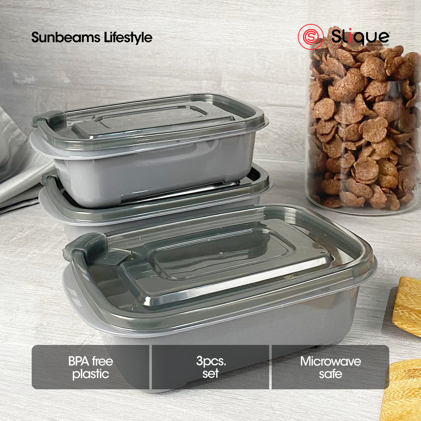 SLIQUE Premium Rectangular Food Crisper w/ Air Vent on Lid Set of 3 500ml Storage Essentials Amazing Gift Idea For Any Occasion!