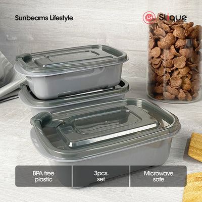 SLIQUE Premium Rectangular Food Crisper w/ Air Vent on Lid Set of 3 500ml Storage Essentials Amazing Gift Idea For Any Occasion!