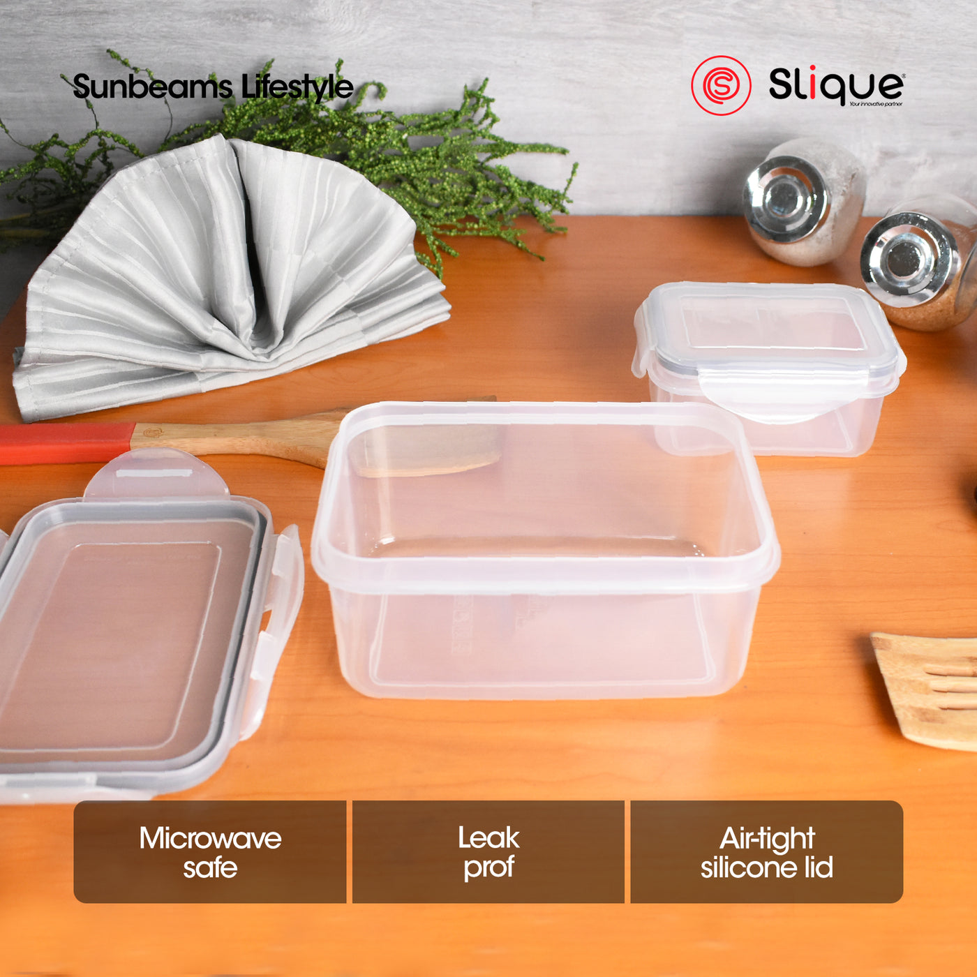 SLIQUE Premium PP Rectangular Food Container Airtight | Leak Proof Storage Essentials Amazing Gift Idea For Any Occasion! 1100ml