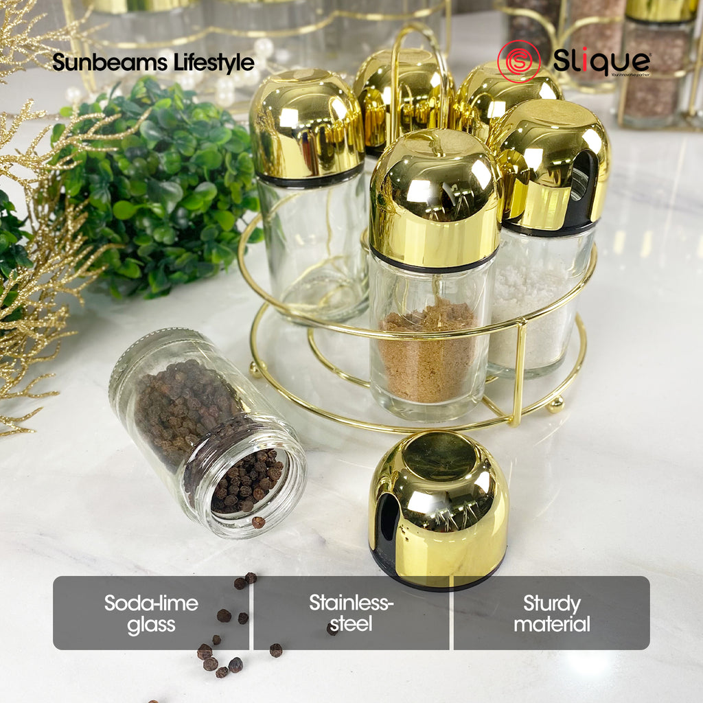 SIGNATURE by Slique Premium Kitchen Rack Metal Trivet | Napkin Holder | Fruit Basket | Utensil Holder | Tissue Roll Holder | Mug Rack | Pastry Stand - Gold Electroplate