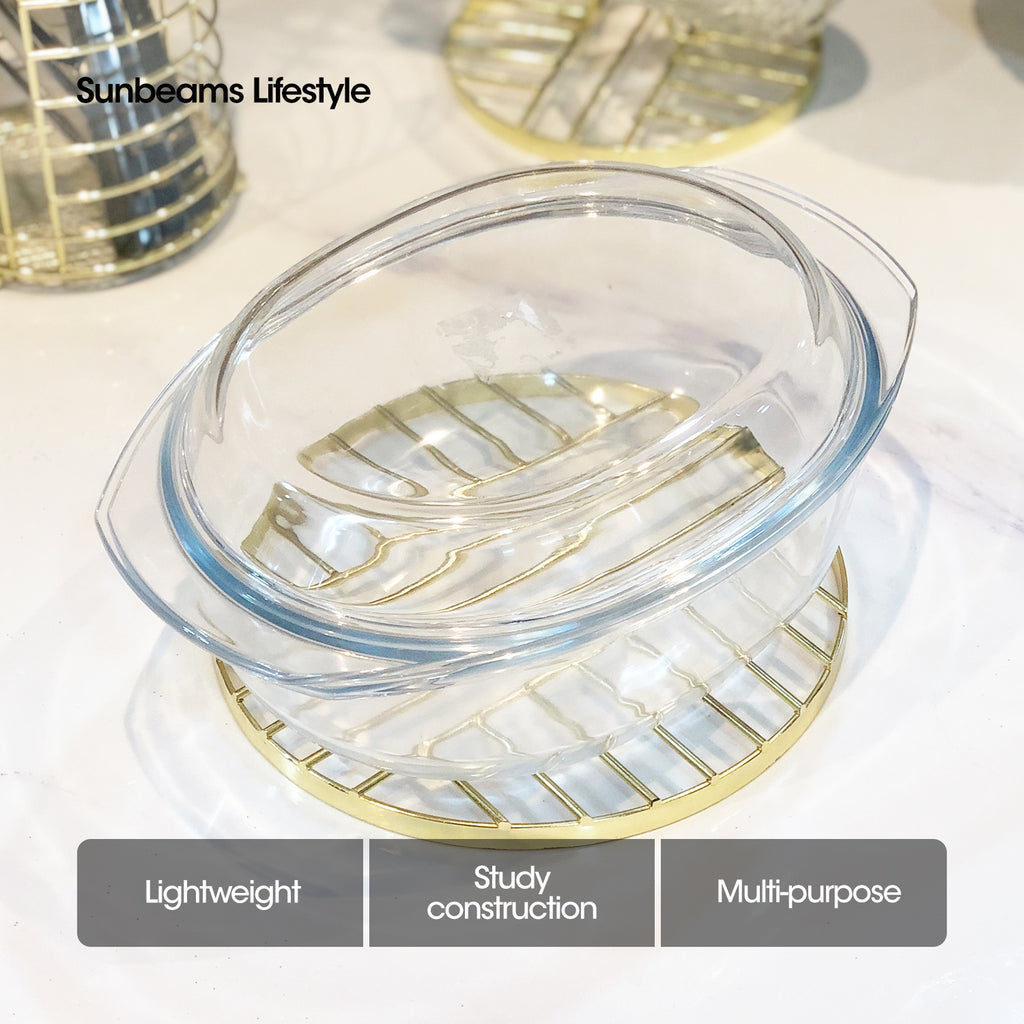 SIGNATURE by Slique Premium Kitchen Rack Metal Trivet | Napkin Holder | Fruit Basket | Utensil Holder | Tissue Roll Holder | Mug Rack | Pastry Stand - Gold Electroplate