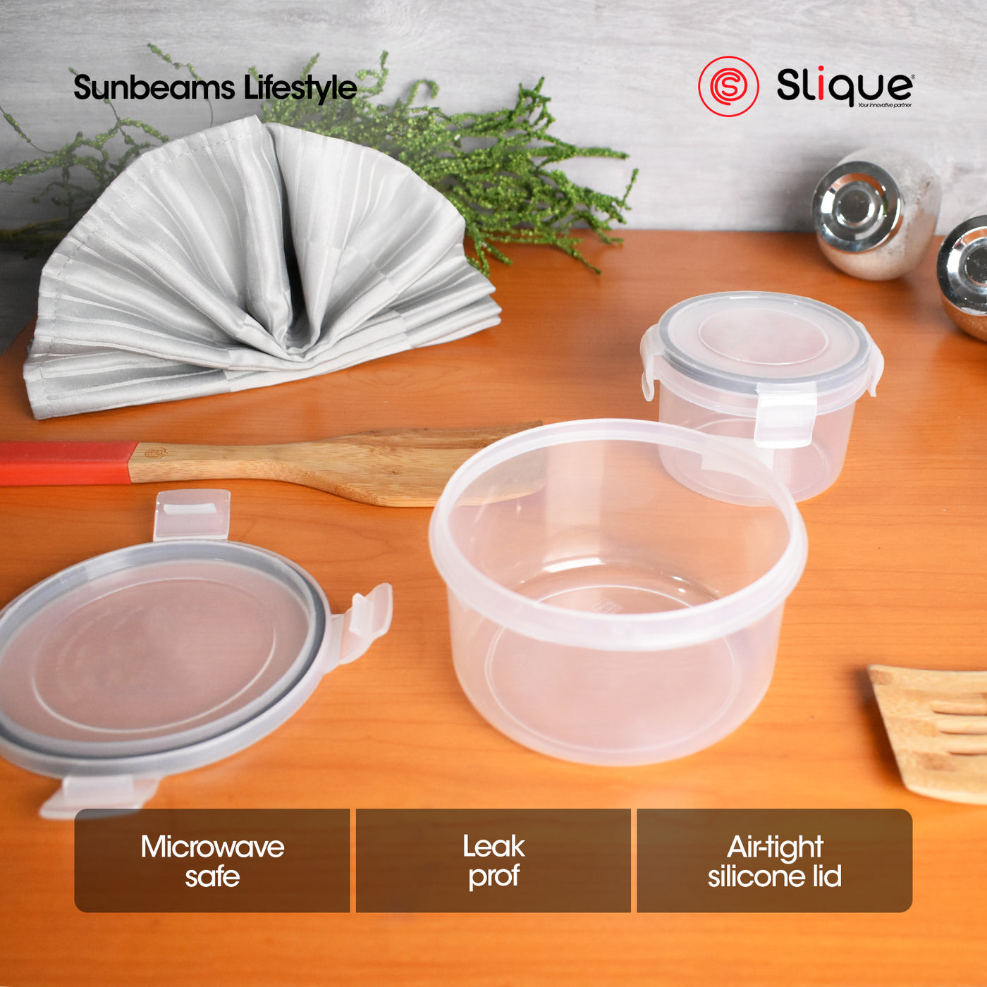 SLIQUE Premium PP Round Food Container Airtight Leak Proof 680ml Storage Essentials Amazing Gift Idea For Any Occasion!