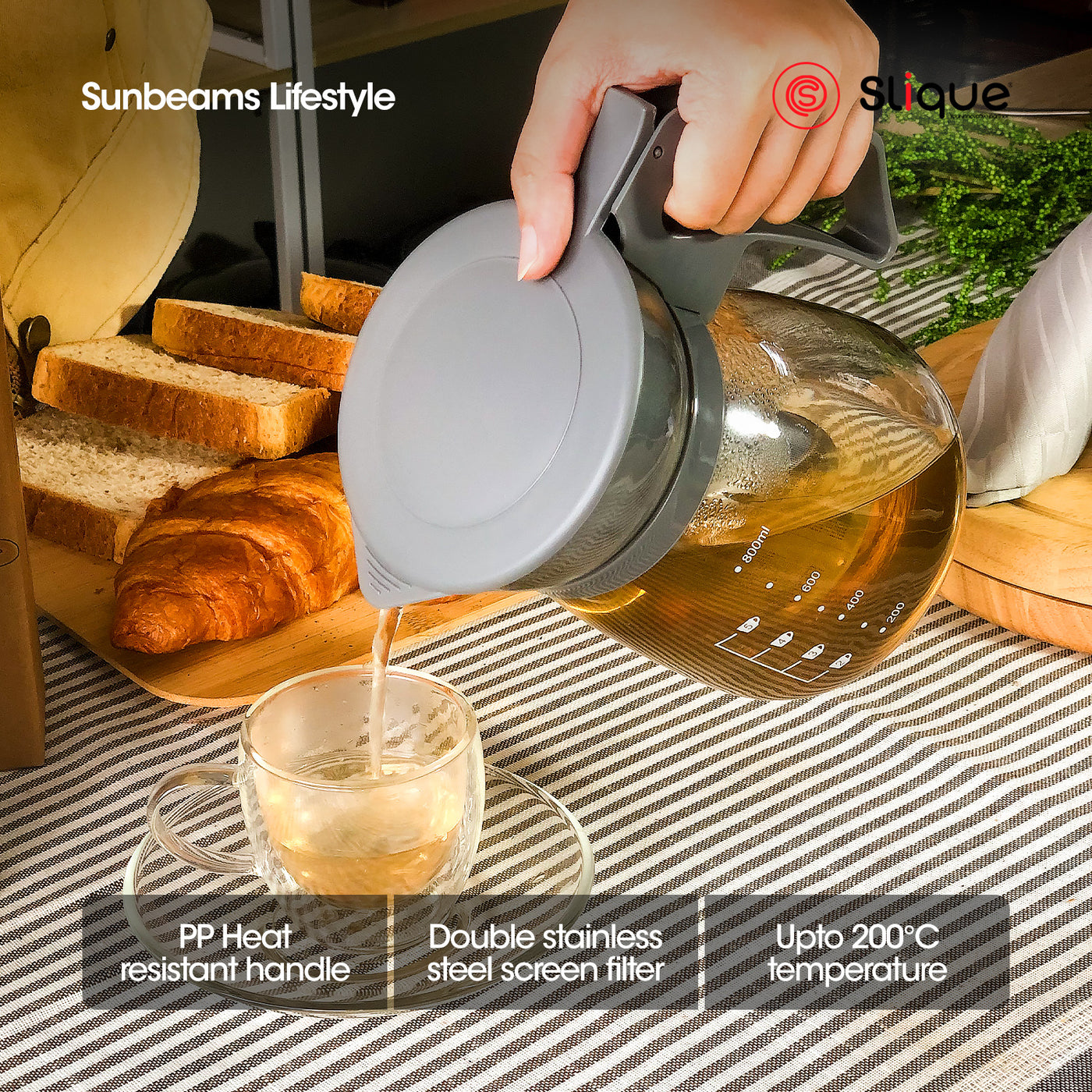 SLIQUE Premium Glass Tea Pot 1100ml