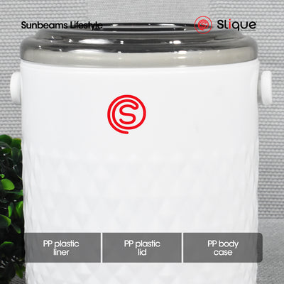 SLIQUE Premium Insulated Ice Bucket w/ Tong  1600ml 1.6L (White)