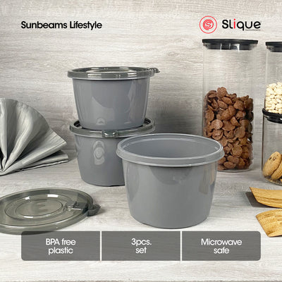SLIQUE Premium Round Food Crisper w/ Air Vent on Lid 900ml Set of 3 Storage Essentials Amazing Gift Idea For Any Occasion!
