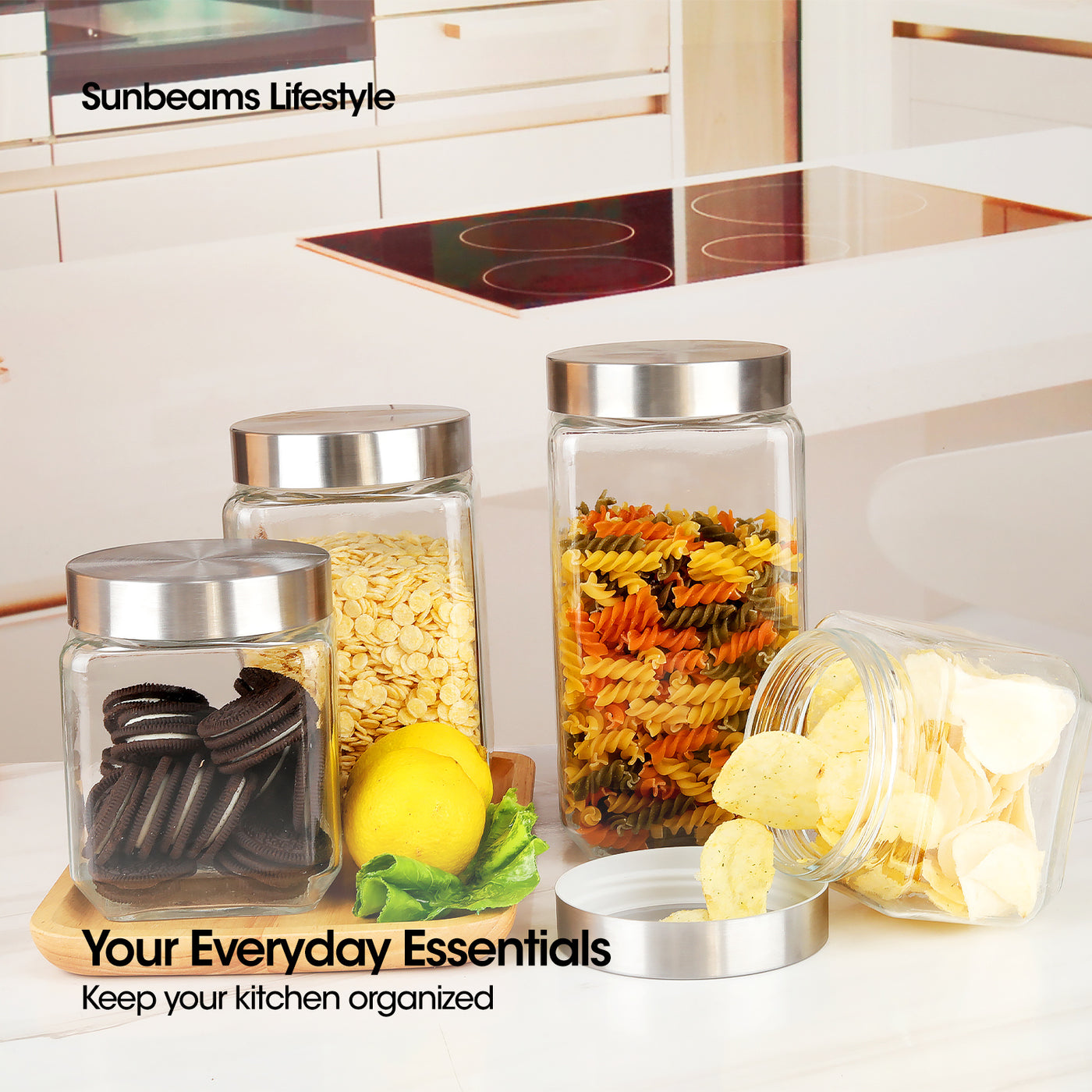 SLIQUE Premium Glass Jar w/ Stainless Steel Lid Airtight Set of 2 Storage Essentials Amazing Gift Idea For Any Occasion! 750ml
