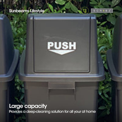 SCRUBZ Trash Bin Swing Top Open PP Plastic 60L | 46 x 32 x 81 cm Amazing Gift Idea For Any Occasion!