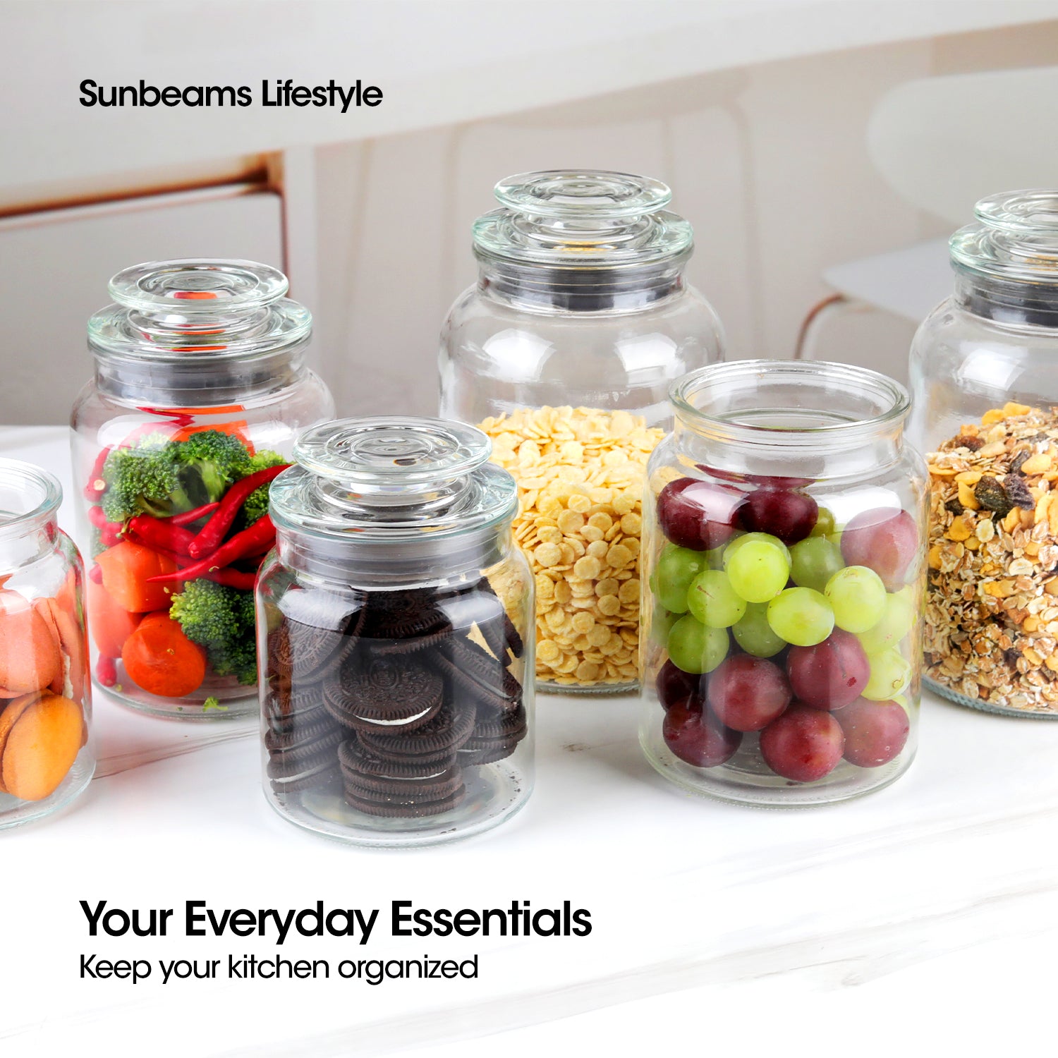 SLIQUE Premium Glass Jar w/ Glass Lid Airtight 1000ml|1L Set of