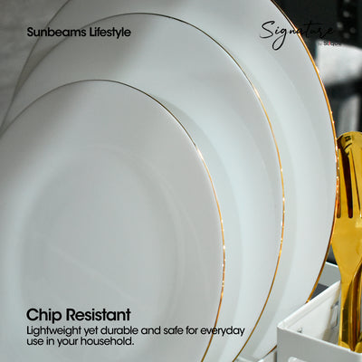 Signature by SLIQUE Opal Dinnerware sets | dinner plate | dessert plate | deep plate | dinner bowl - Extra Strong | Chip resistant | Outsanding whiteness