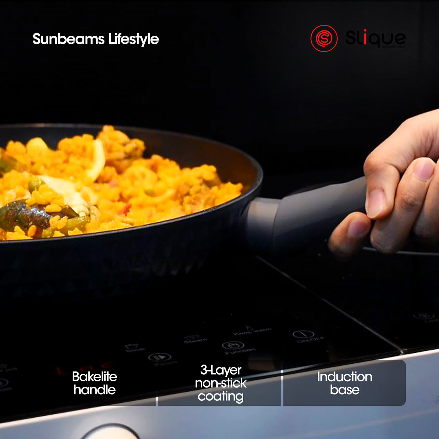 SLIQUE Premium Diamond Cookware Frypan 2 Layer Non-stick Coating 20cm