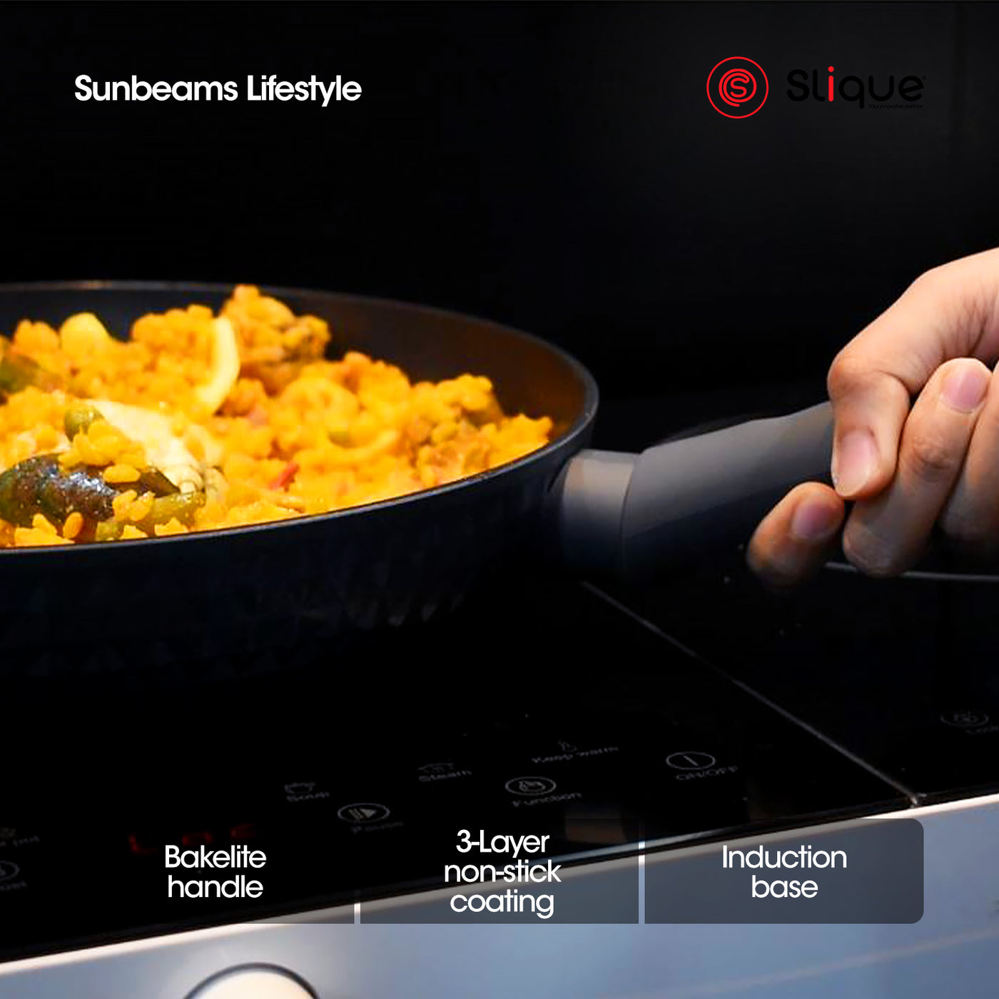 SLIQUE Premium Diamond Cookware Frypan 2 Layer Non-stick Coating 28cm
