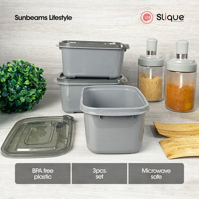 SLIQUE Premium Rectangular Food Crisper w/ Air Vent on Lid 800ml Set of 3 Storage Essentials Amazing Gift Idea For Any Occasion!