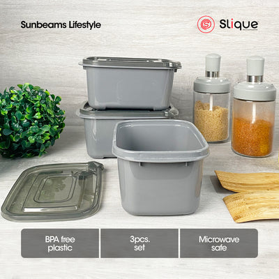 SLIQUE Premium Rectangular Food Crisper w/ Air Vent on Lid 800ml Set of 3