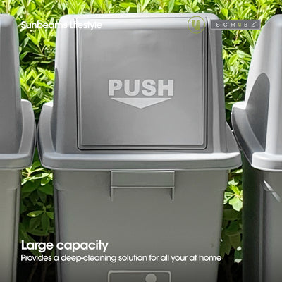 SCRUBZ Trash Bin Swing Top Open PP Plastic 60L | 46 x 32 x 81 cm Amazing Gift Idea For Any Occasion!