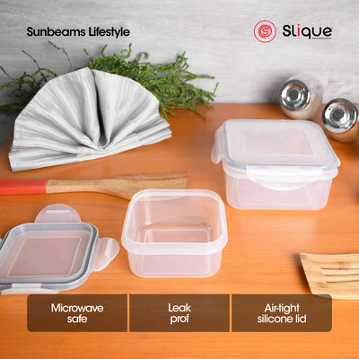 SLIQUE Premium PP Square  Food Container Airtight | Leak Proof Storage Essentials Amazing Gift Idea For Any Occasion! 380ml
