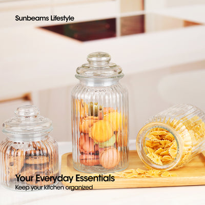 SLIQUE Premium Glass Jar w/ Glass Lid Airtight 1000ml|1L Set of 2 Storage Essentials Amazing Gift Idea For Any Occasion!