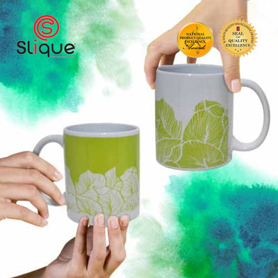 SLIQUE Premium Ceramic Mug Limited Edition Design 300ml Set of 2 Amazing Gift Idea For Any Occasion! (Forest Green)