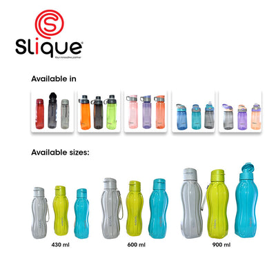 SLIQUE PP Sports Water Bottle BPA Free 600ml Set of 3
