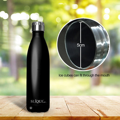 SLIQUE Stainless Steel Matte Finish Insulated Water Bottle 500ml (Black)