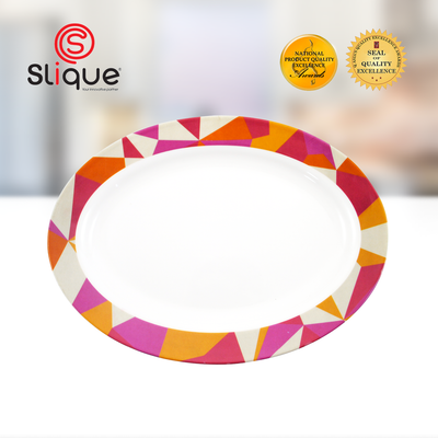 SLIQUE Premium Melamine Oval Plate  14"  (Brown)