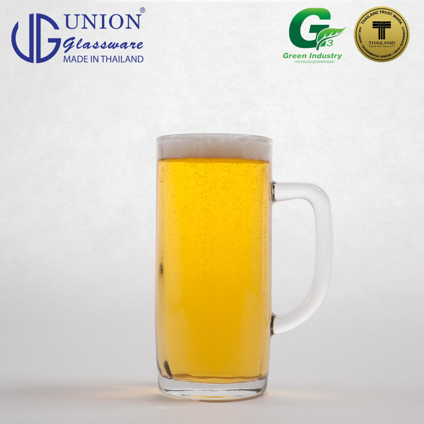 UNION GLASS Thailand Premium Clear Glass Beer Mug Beer Lovers 375ml Set of 6 Amazing Gift Idea For Any Occasion!